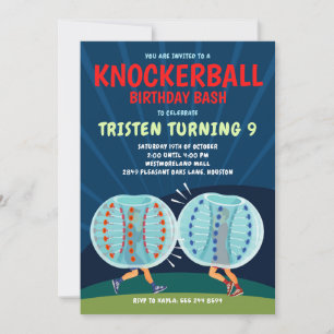 Knockerball Birthday Invitation - Bubble Soccer Kaart
