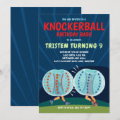 Knockerball verjaardagsuitnodiging - bubbelvoetbal kaart (Voorkant / Achterkant)
