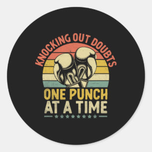 Knocking Out twijfelt één punch per keer Boxer Spo Ronde Sticker
