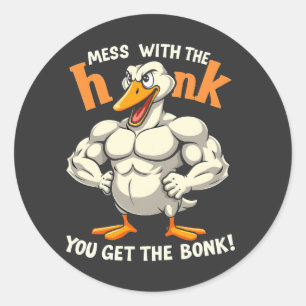 Knoeien met de honk krijg je de Bonk Fitness Ronde Sticker