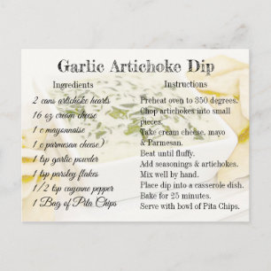 Knoflook artisjok dip recept Briefkaart