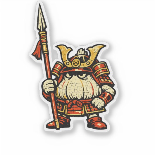 Knoflook Bewaker — Grappige Groente Kasteel Samura Sticker (Voorkant)