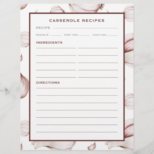 Knoflook | Eenvoudig wit | Casserole Recipe Page (Voorkant)