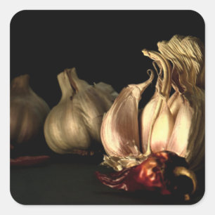 Knoflook en pepperspecerijen van Spaanse peper Vierkante Sticker