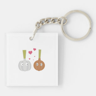 Knoflook en uien in liefde sleutelhanger