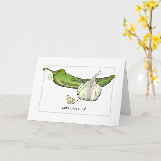 Knoflook & Green Chili Pepper: "Laten we het opwar Kaart (Gele Bloem)