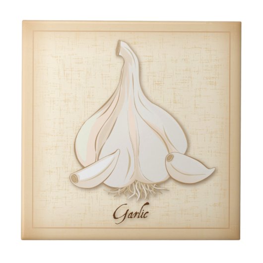 Knoflook keramische tegel tegeltje (Voorkant)