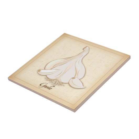 Knoflook keramische tegel tegeltje (Zijkant)