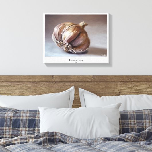 Knoflook klassieke plantaardige stilleven olieverf canvas afdruk (Insitu (Slaapkamer))