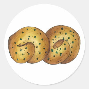 Knoflook Knots Broodje Italiaans Eten Koken Chef Ronde Sticker