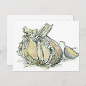 Knoflook Kruid Allium Medicinale koken Spice Teken Briefkaart (Voorkant / Achterkant)