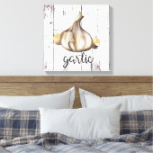 KNOFLOOK KRUID Wit Hout Rustieke Boerderij Keuken Canvas Afdruk (Insitu (Slaapkamer))