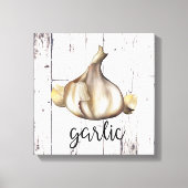 KNOFLOOK KRUID Wit Hout Rustieke Boerderij Keuken Canvas Afdruk (Voorkant)