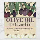 Knoflook olijfolie gepersonaliseerde home conserve wijn etiket (Enkel label)