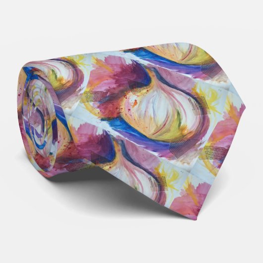 Knoflook portret collage schilderkunst stropdas (Opgerold)