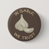 Knoflook Woodcut Icon Ronde Button 5,7 Cm (Voorkant)