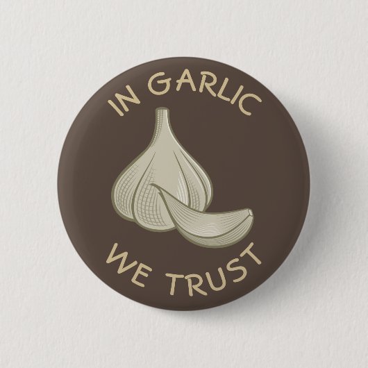Knoflook Woodcut Icon Ronde Button 5,7 Cm (Voorkant)