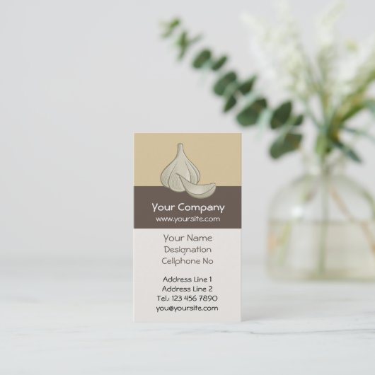 Knoflook Woodcut Icon Visitekaartje (Staand voorkant)