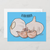 Knoflookillustratie cartoon briefkaart (Voorkant / Achterkant)