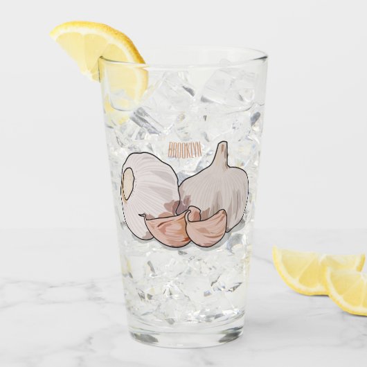 Knoflookillustratie cartoon glas (Voorkant ijs)