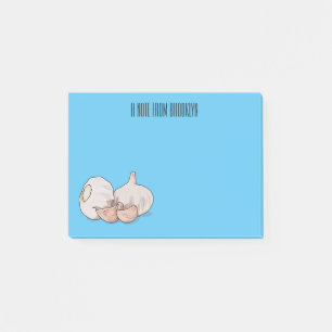 Knoflookillustratie cartoon post-it® notes