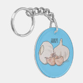 Knoflookillustratie cartoon sleutelhanger (Voorkant Links)