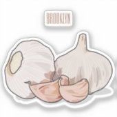 Knoflookillustratie cartoon sticker (Voorkant)