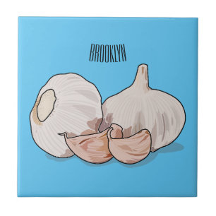Knoflookillustratie cartoon tegeltje