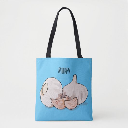 Knoflookillustratie cartoon tote bag (Voorkant)