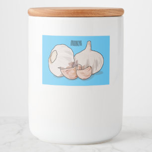 Knoflookillustratie cartoon voedselcontainer etiket