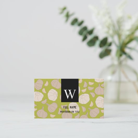 Knoflookpatroon - Knoflook handschoenen en bolkkoe Visitekaartje (Staand voorkant)