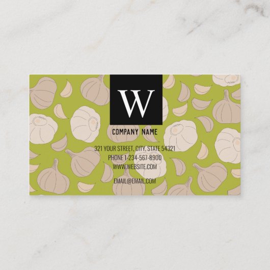 Knoflookpatroon - Knoflook handschoenen en bolkkoe Visitekaartje (Achterkant)