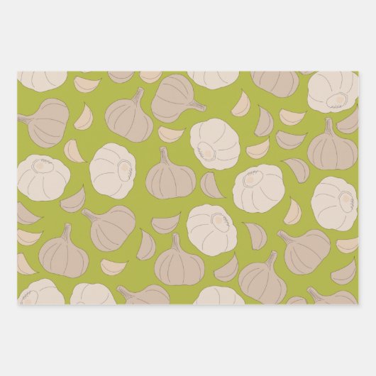 Knoflookpatroon - Knoflook handschoenen en bollen Inpakpapier Vel (Voorkant 3)