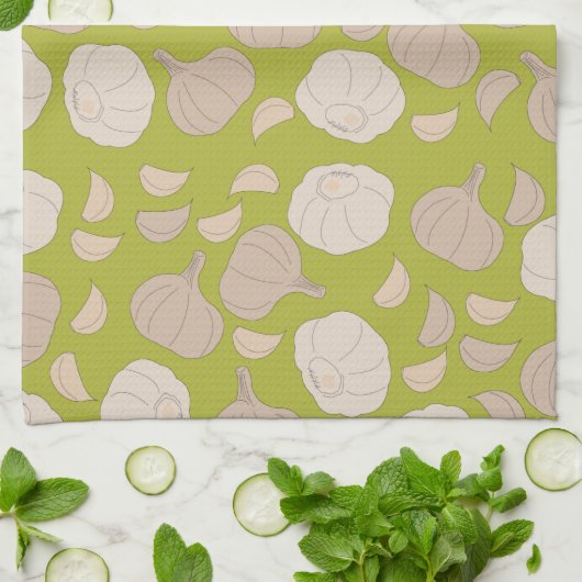 Knoflookpatroon - Knoflook handschoenen en bollen Theedoek (Gevouwen)