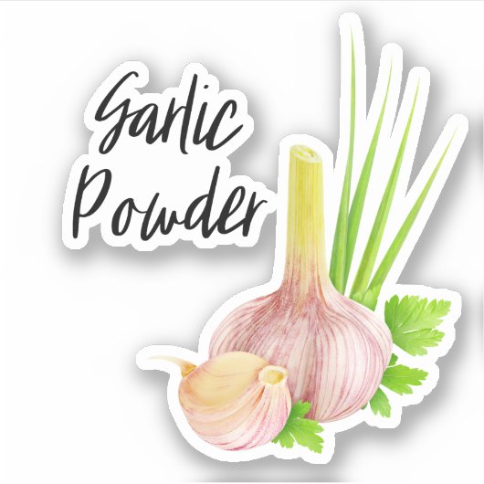 Knoflookpoederpot Sticker (Voorkant)