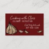 Knoflookteentjes chef-kok kookles culinair visitekaartje (Voorkant)