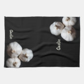 Knoflookteentjes Dramatisch Wit op Zwart Theedoek (Horizontaal)