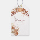 Knollekige witte herfst-pompoen vos bedankt cadeaulabel (Voorkant)