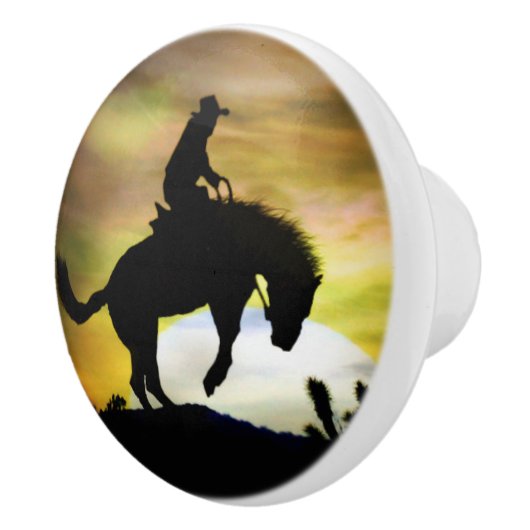Knollen en pullen van cowboy en Bucking Keramische Knop (Rechts)