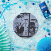 knome in heksen breekt kookpot hallween papieren bordje (Feest)