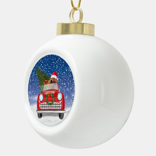 KNOODHOOGTE-RIJVAARTUIGEN IN Sneeuw Keramische Bal Ornament (Rechts)