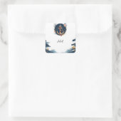 Knoop Boot Schip Navy Blauwe Bruiloftssalon Marini Vierkante Sticker (Tas)