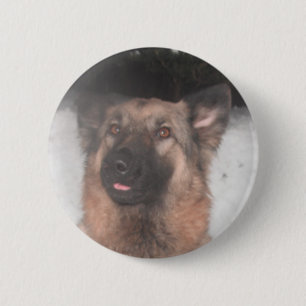 Knoop Duitse Herder Steekt Tong Uit Ronde Button 5,7 Cm