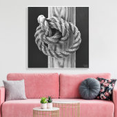 Knoop Een touwknoop, fijne kunst zwart-wit Canvas Afdruk (Insitu (Woonkamer))
