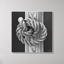 Knoop Een touwknoop, fijne kunst zwart-wit