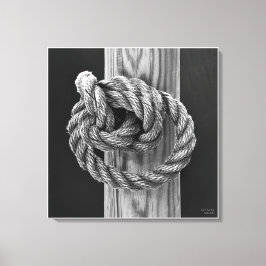 Knoop Een touwknoop, fijne kunst zwart-wit Canvas Afdruk