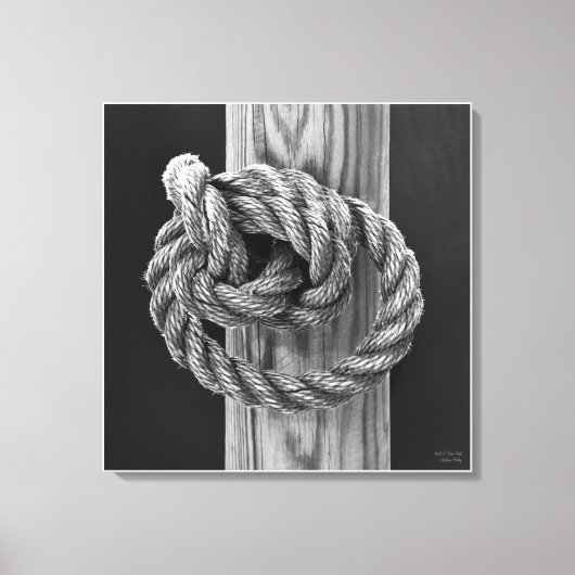 Knoop Een touwknoop, fijne kunst zwart-wit Canvas Afdruk (Voorkant)