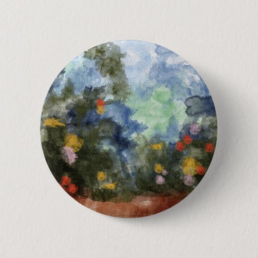 Knoop, Gebloemde Pad Waterverf Ronde Button 5,7 Cm (Voorkant)