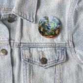 Knoop, Gebloemde Pad Waterverf Ronde Button 5,7 Cm (In situ)