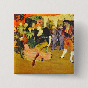 Knoop:  Het dansen van de Bolero: Toulouse-Lautrec Vierkante Button 5,1 Cm